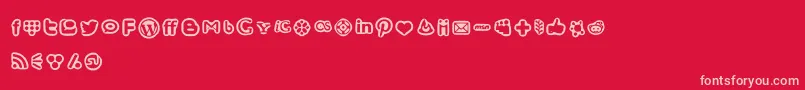 SocialMediaIconsBold-fontti – vaaleanpunaiset fontit punaisella taustalla