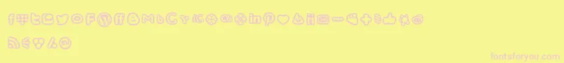 SocialMediaIconsBold-Schriftart – Rosa Schriften auf gelbem Hintergrund