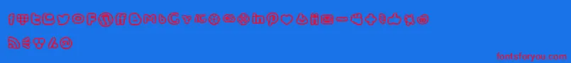SocialMediaIconsBold Font – Red Fonts on Blue Background