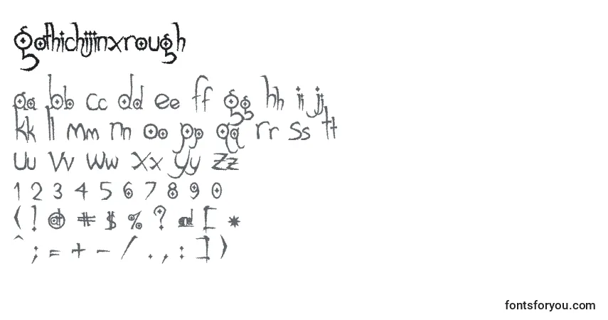 Czcionka Gothichijinxrough – alfabet, cyfry, specjalne znaki