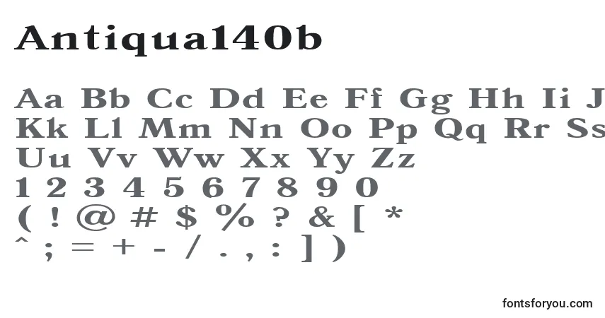 Antiqua140b-fontti – aakkoset, numerot, erikoismerkit