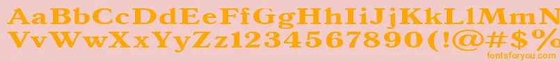 フォントAntiqua140b – オレンジの文字がピンクの背景にあります。