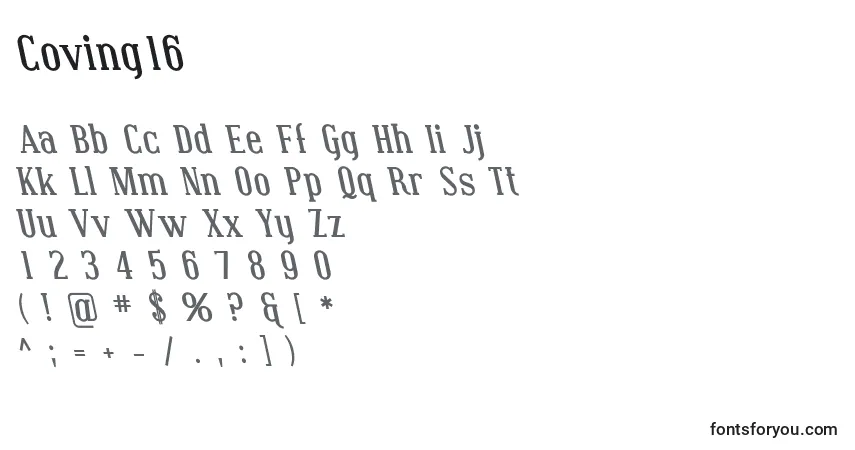 Coving16-fontti – aakkoset, numerot, erikoismerkit