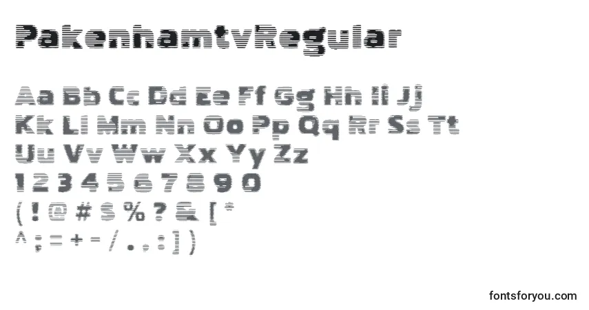 Schriftart PakenhamtvRegular – Alphabet, Zahlen, spezielle Symbole