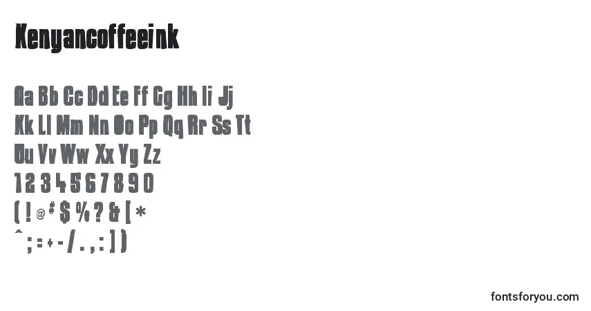 Czcionka Kenyancoffeeink – alfabet, cyfry, specjalne znaki