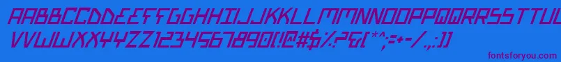 Fonte BionicTypeItalic – fontes roxas em um fundo azul