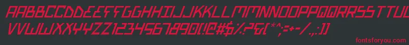 フォントBionicTypeItalic – 黒い背景に赤い文字