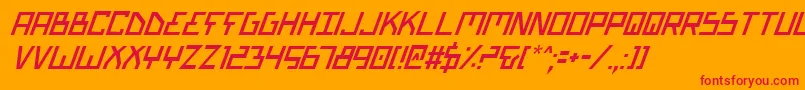 BionicTypeItalic-Schriftart – Rote Schriften auf orangefarbenem Hintergrund