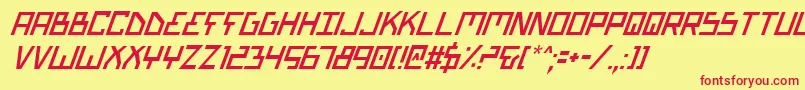 Fonte BionicTypeItalic – fontes vermelhas em um fundo amarelo