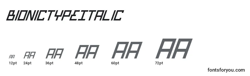 Размеры шрифта BionicTypeItalic