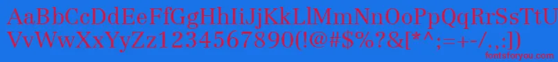 LinotypeCentennialLt45Light-Schriftart – Rote Schriften auf blauem Hintergrund