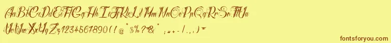 フォントRadicalBeat2 – 茶色の文字が黄色の背景にあります。
