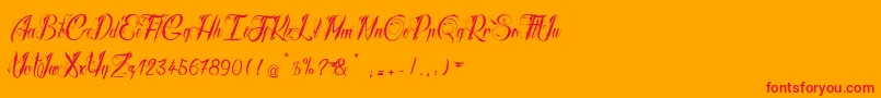 RadicalBeat2-Schriftart – Rote Schriften auf orangefarbenem Hintergrund