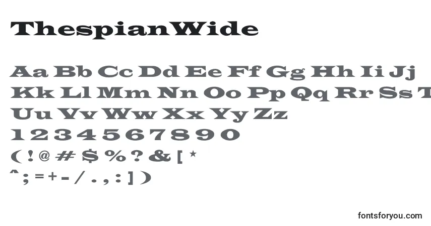 A fonte ThespianWide – alfabeto, números, caracteres especiais