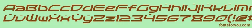 フォントOpticItalic – 緑の背景に茶色のフォント