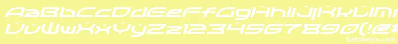 OpticItalic-fontti – valkoiset fontit keltaisella taustalla