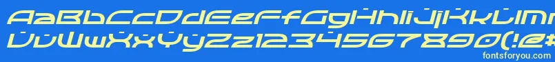 OpticItalic-fontti – keltaiset fontit sinisellä taustalla
