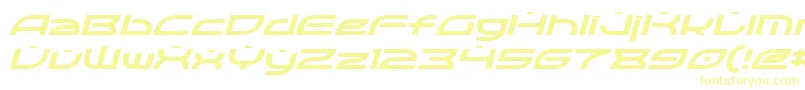 フォントOpticItalic – 白い背景に黄色の文字