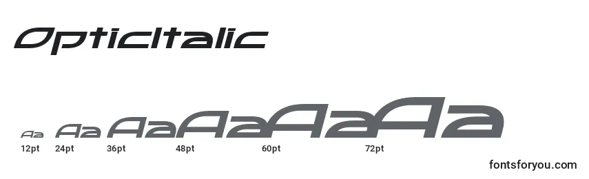 Размеры шрифта OpticItalic
