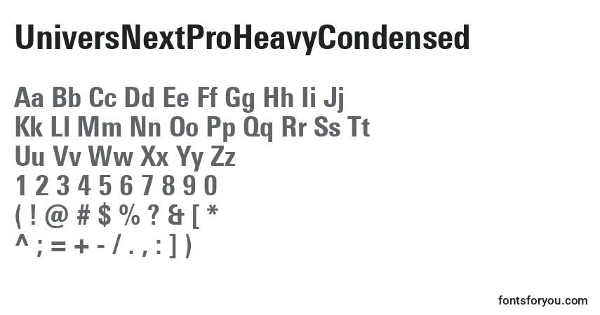 UniversNextProHeavyCondensed-fontti – aakkoset, numerot, erikoismerkit