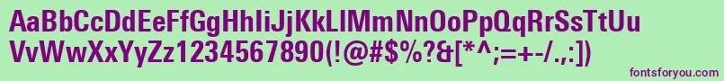 Police UniversNextProHeavyCondensed – polices violettes sur fond vert