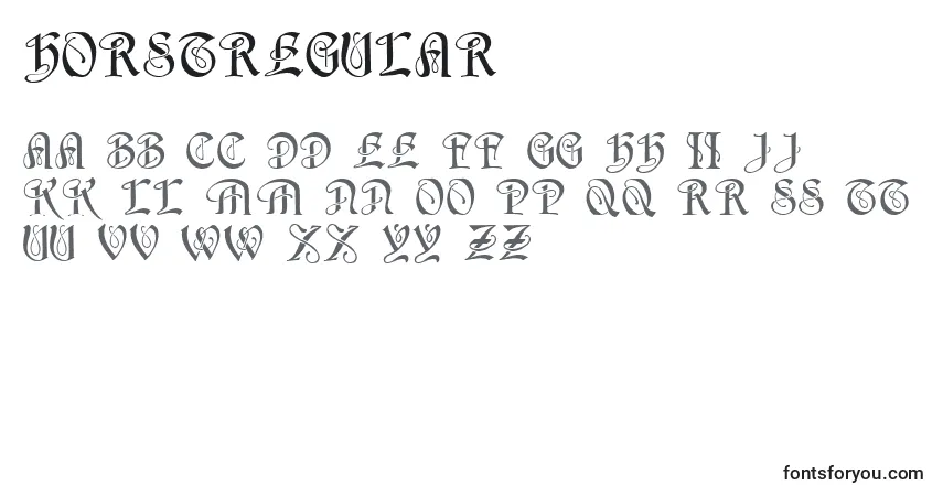 A fonte HorstRegular – alfabeto, números, caracteres especiais