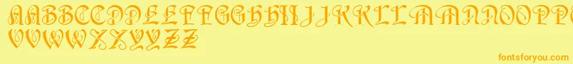 フォントHorstRegular – オレンジの文字が黄色の背景にあります。