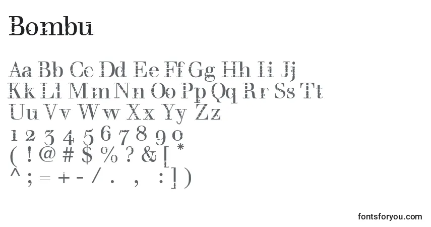 Schriftart Bombu – Alphabet, Zahlen, spezielle Symbole