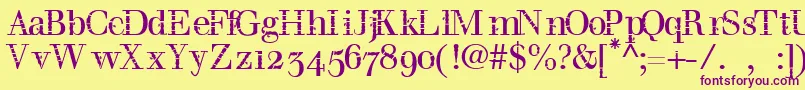 Czcionka Bombu – fioletowe czcionki na żółtym tle