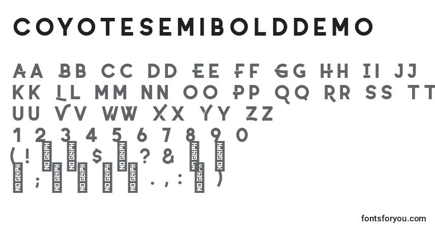 Czcionka CoyoteSemibolddemo – alfabet, cyfry, specjalne znaki