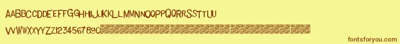 フォントBasichand – 茶色の文字が黄色の背景にあります。