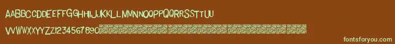 Basichand-fontti – vihreät fontit ruskealla taustalla