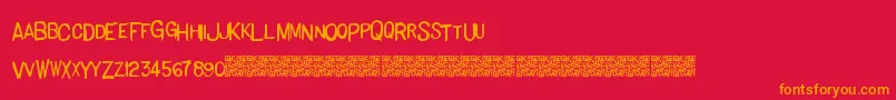 Czcionka Basichand – pomarańczowe czcionki na czerwonym tle