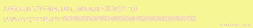 フォントBasichand – ピンクのフォント、黄色の背景