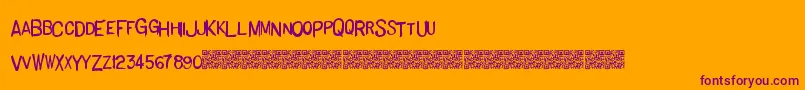 Basichand-fontti – violetit fontit oranssilla taustalla