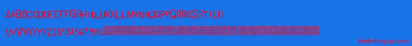 フォントBasichand – 赤い文字の青い背景