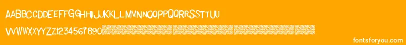 Basichand-Schriftart – Weiße Schriften auf orangefarbenem Hintergrund