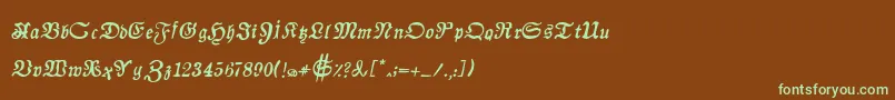 AuldmagickBoldItalic-fontti – vihreät fontit ruskealla taustalla