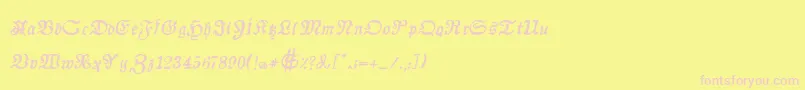 AuldmagickBoldItalic-fontti – vaaleanpunaiset fontit keltaisella taustalla