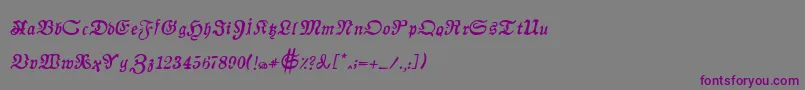 AuldmagickBoldItalic-fontti – violetit fontit harmaalla taustalla