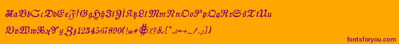 AuldmagickBoldItalic-fontti – violetit fontit oranssilla taustalla