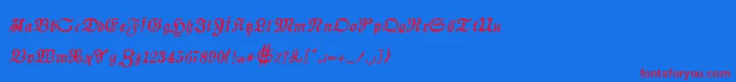 AuldmagickBoldItalic-fontti – punaiset fontit sinisellä taustalla