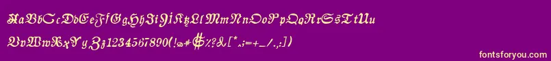 AuldmagickBoldItalic Font – Yellow Fonts on Purple Background