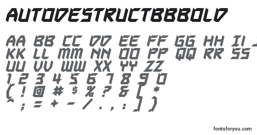 Fuente AutodestructBbBold - alfabeto, números, caracteres especiales