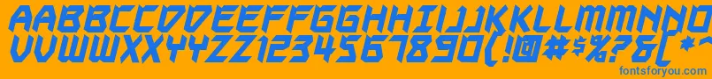 AutodestructBbBold Font – Blue Fonts on Orange Background