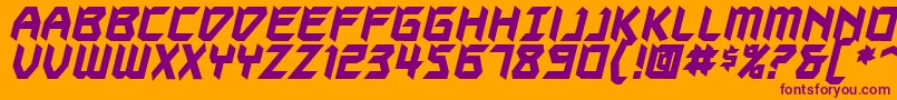 AutodestructBbBold-fontti – violetit fontit oranssilla taustalla