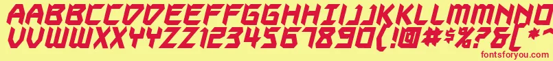 AutodestructBbBold-fontti – punaiset fontit keltaisella taustalla