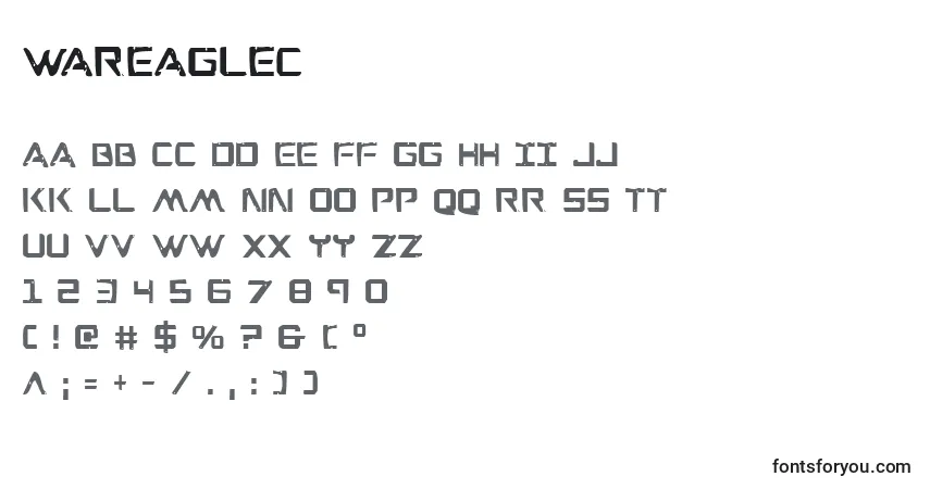 A fonte Wareaglec – alfabeto, números, caracteres especiais