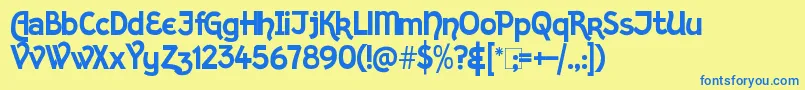 KingthingsSans Font – Blue Fonts on Yellow Background