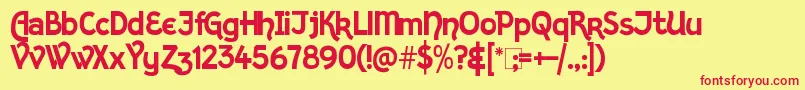 KingthingsSans-Schriftart – Rote Schriften auf gelbem Hintergrund